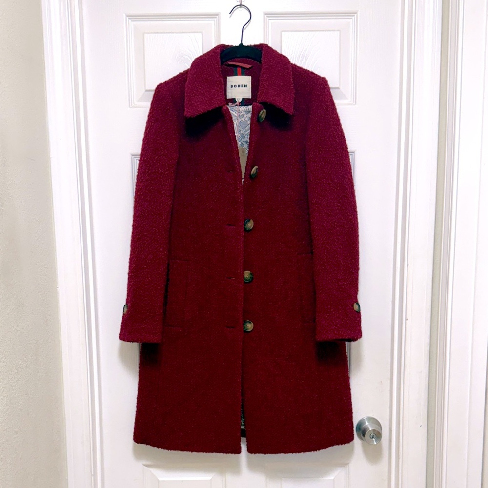 NWT Boden Aylesford Wool Coat in Vino - Picture 7 of 12